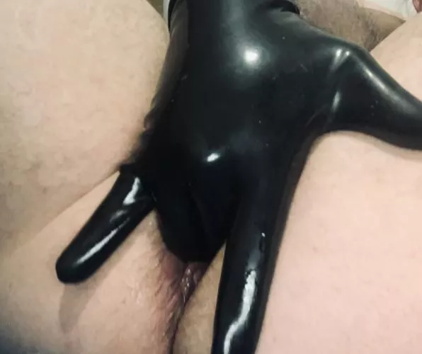 Latex gloved fingers feel so good in my ass