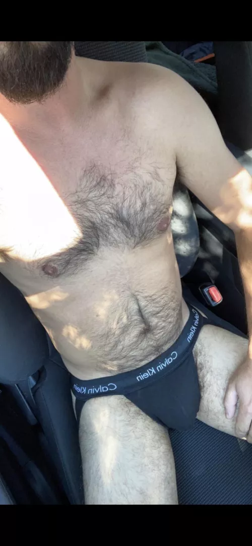 Love driving on a sunny day in only my jockstrap