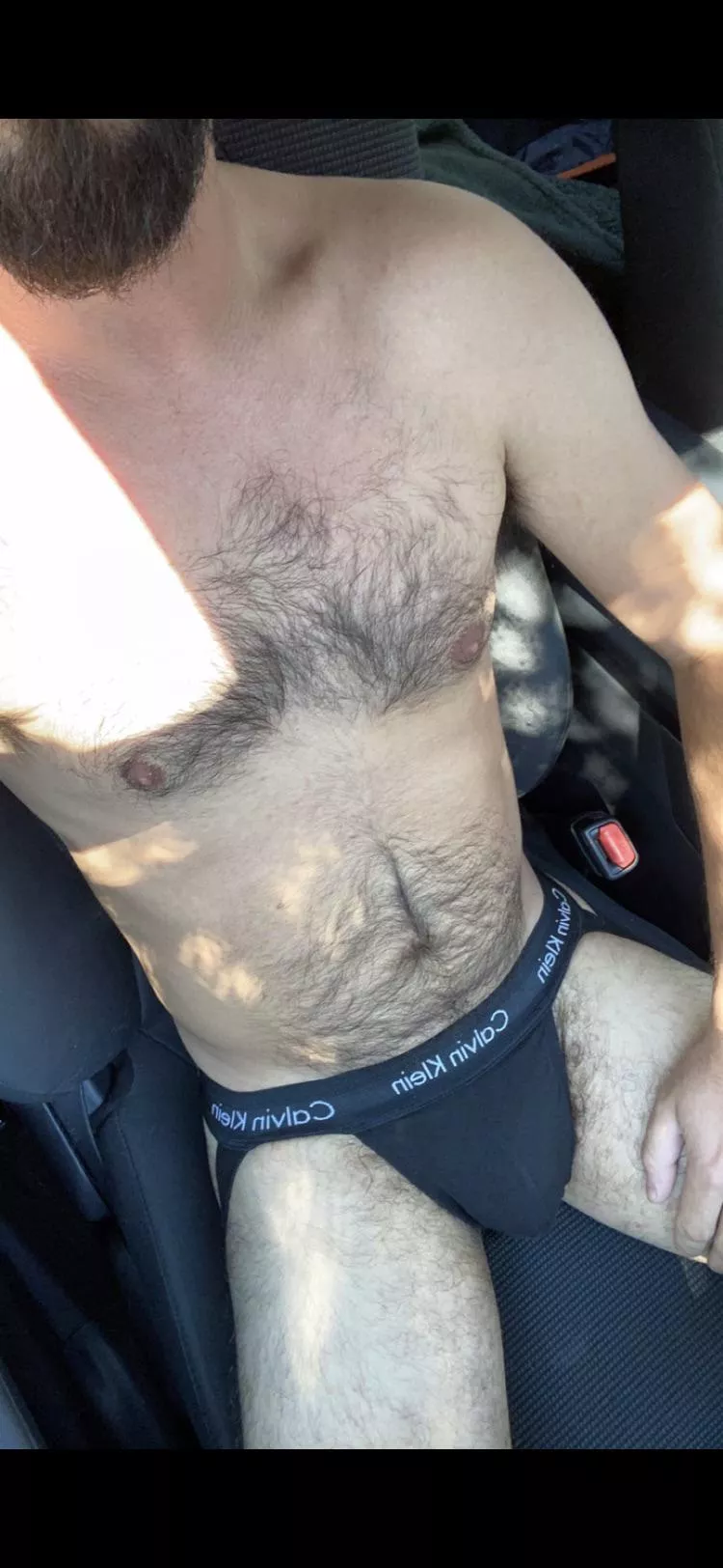 Love driving on a sunny day in only my jockstrap