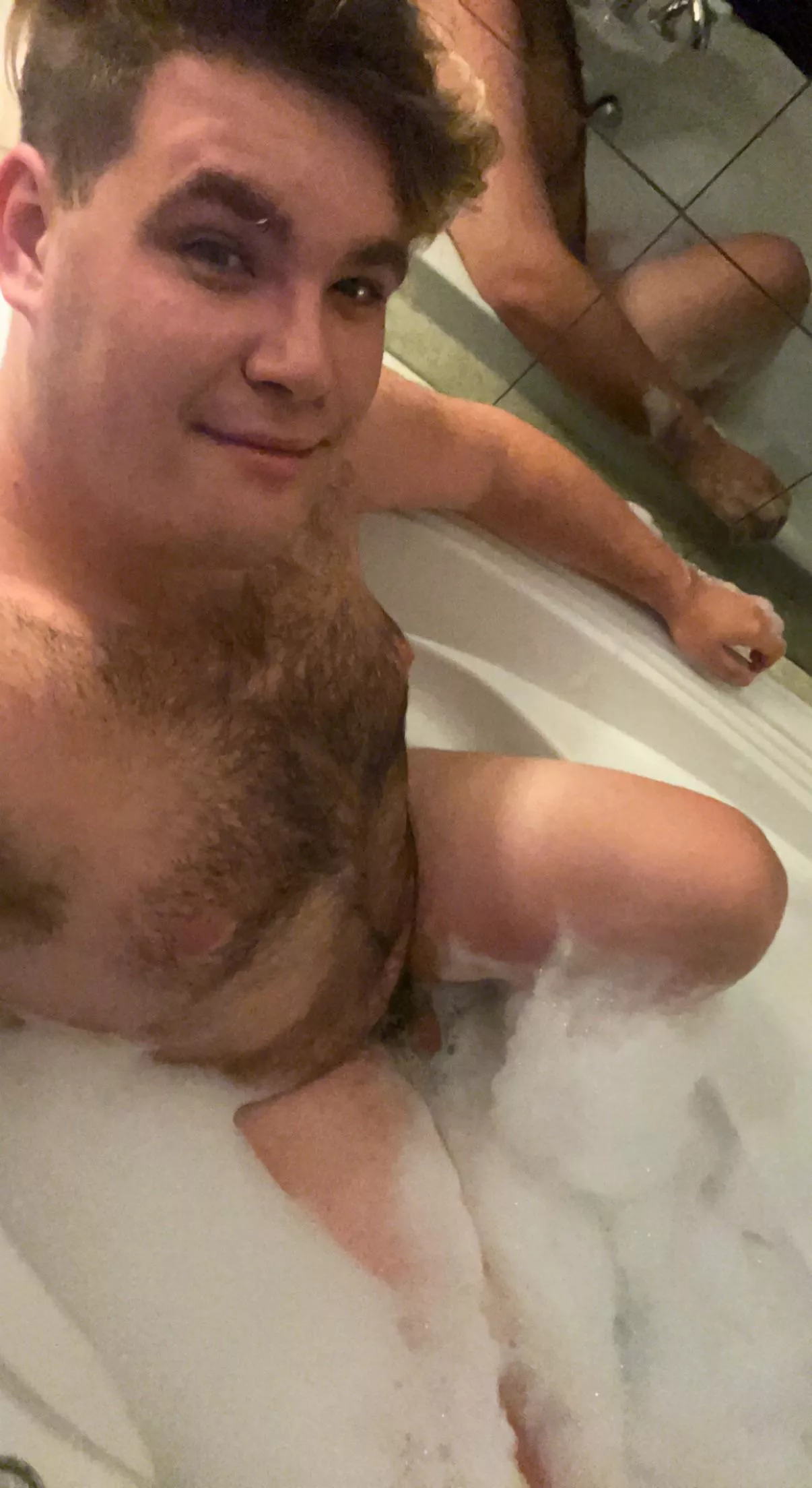 Oh hey just me being a cute bear in the tub!