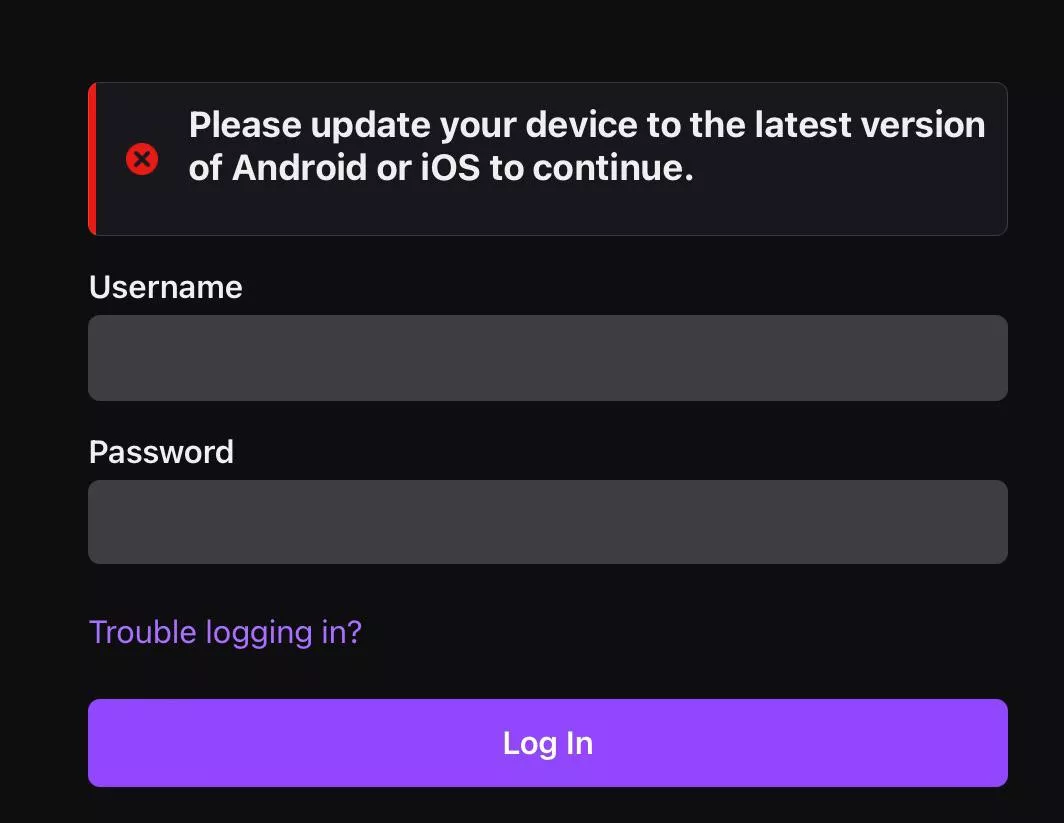 Twitch forcing you to update your device to the latest version.