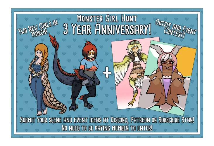 3 years of Monster Girl Hunt! Contest details in the comments