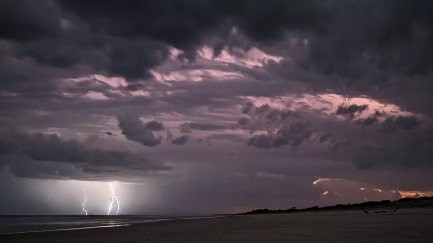 A little lightning with the sunset in Australia