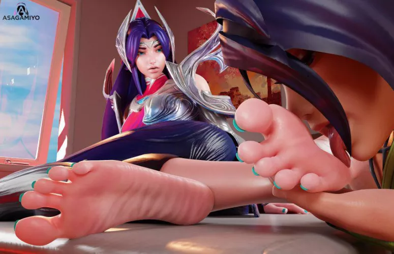Akali tasting Irelias beautiful Soles (LeagueofLegends) (Asagamiyo)