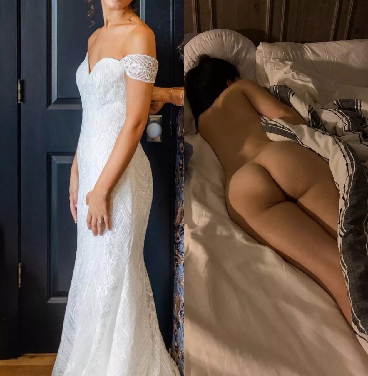 Before and after wedding day. Let’s trade pics of my newlywed wife. Tele is winteriscoming091