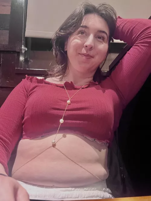 Bra peeking at the Outback