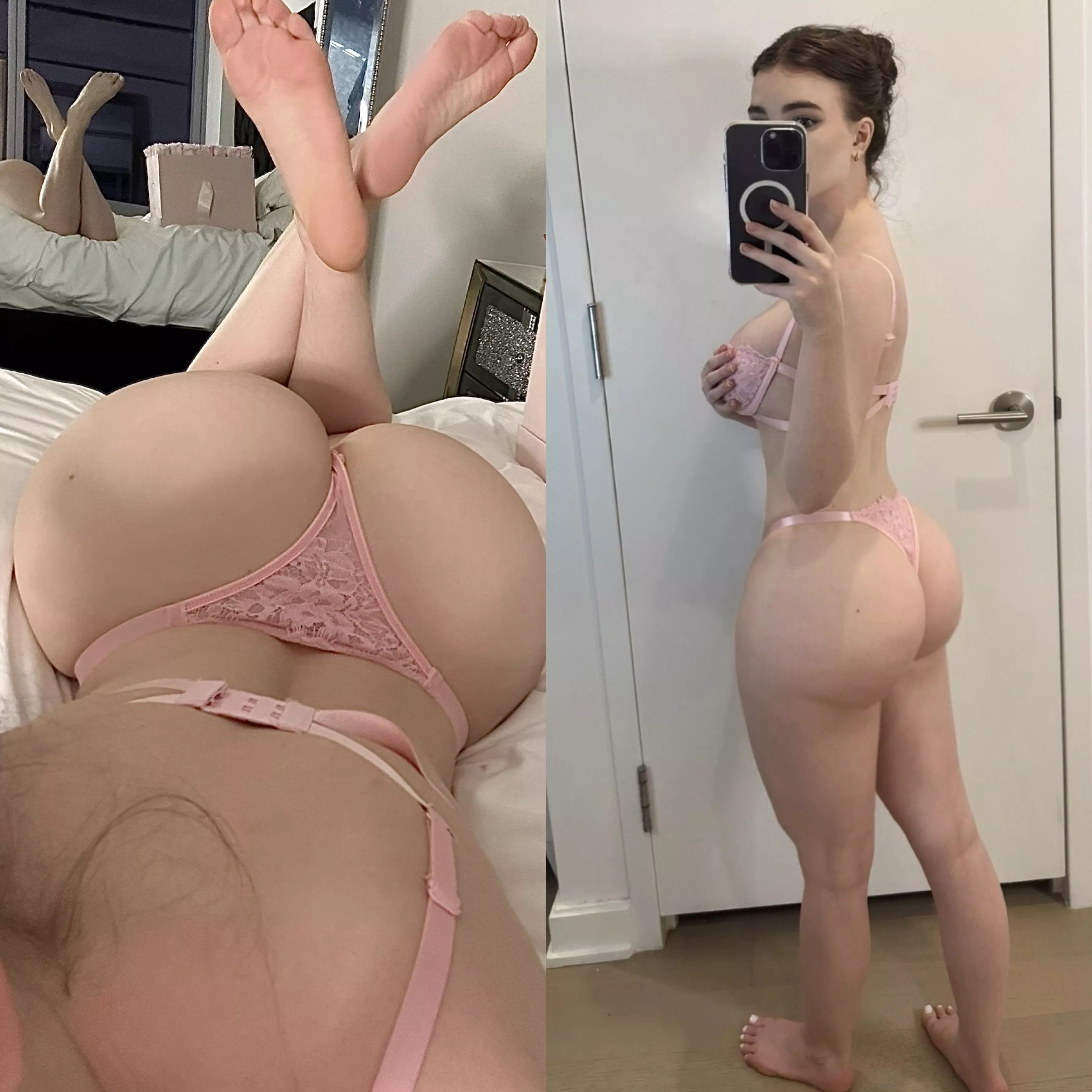 Do you wanna cum on my feet or my ass?