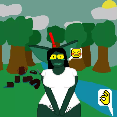 Goblin is given a shirt to cover up(barely)