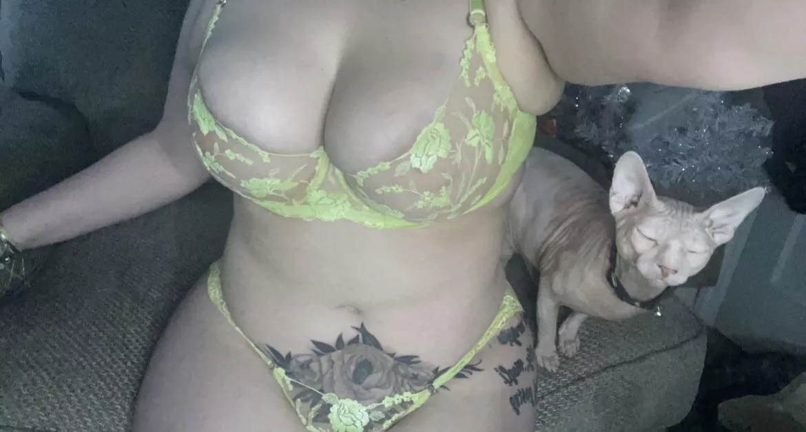 Just the chubby girl next door and her kitty 😽