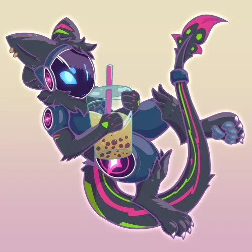 nova holding some Boba [art by me]