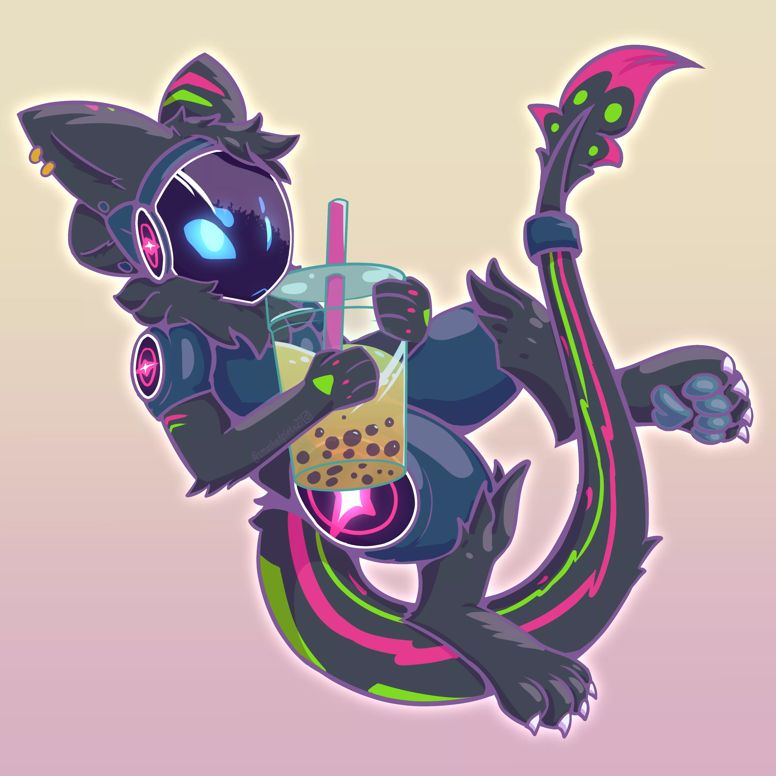 nova holding some Boba [art by me]