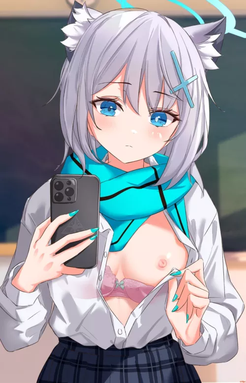 Shiroko gives does a nipple selfie