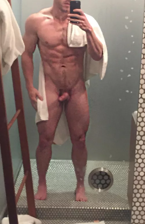 Squeaky clean body; not so clean mirror. I love showers, specially with others.