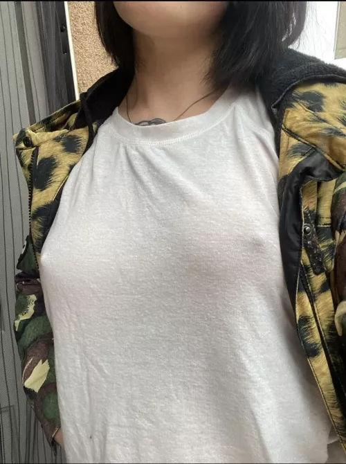 Wearing my fav shirt out in public to run errands. Still winter so I need a jacket.