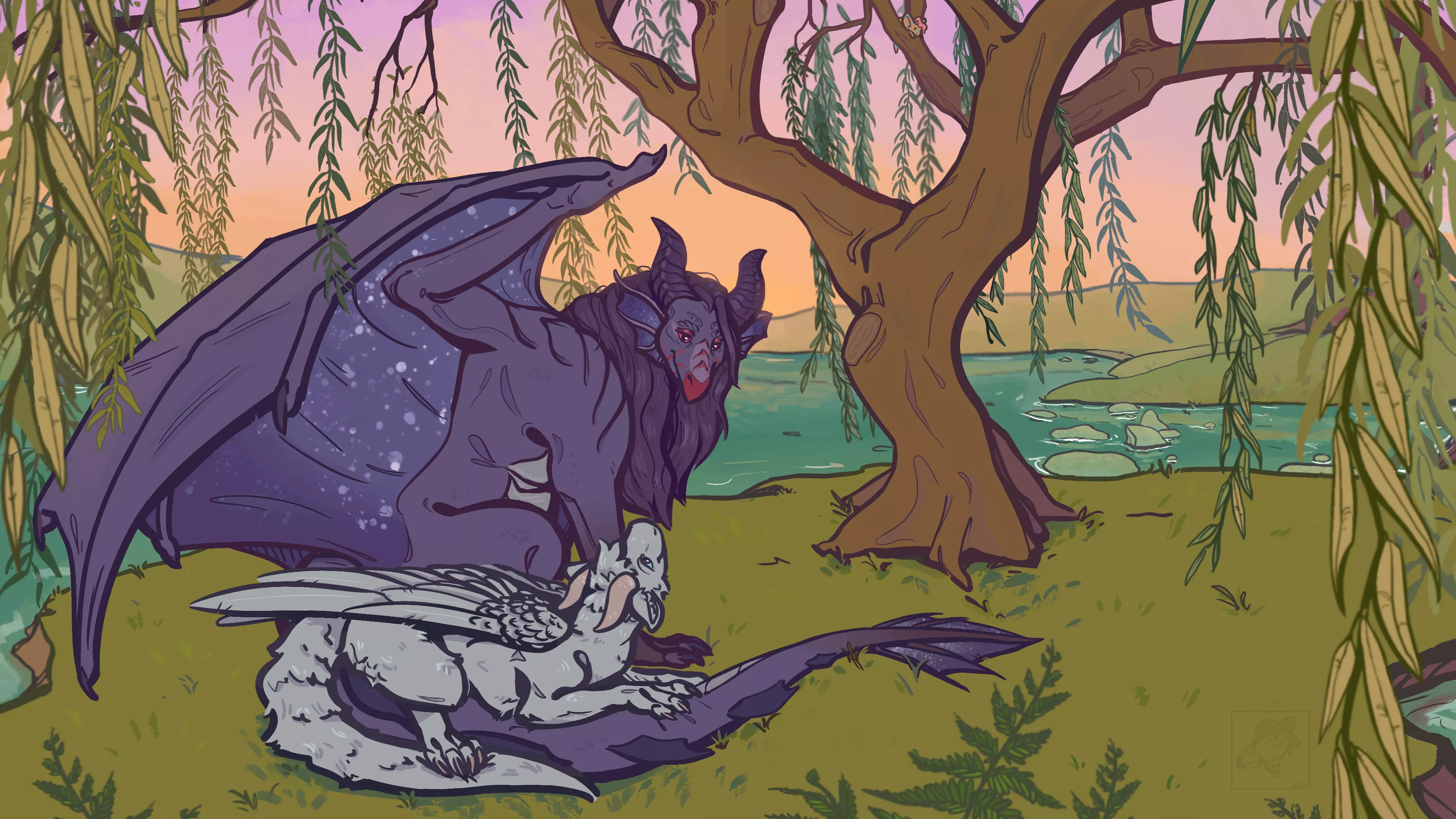 Affectionate dragons (first time posting here! art by me)