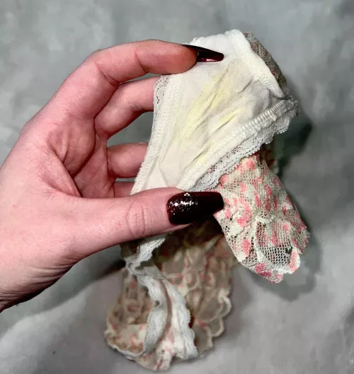 How’d I do at capturing my “mess” on this light colored dainty lace thong?!