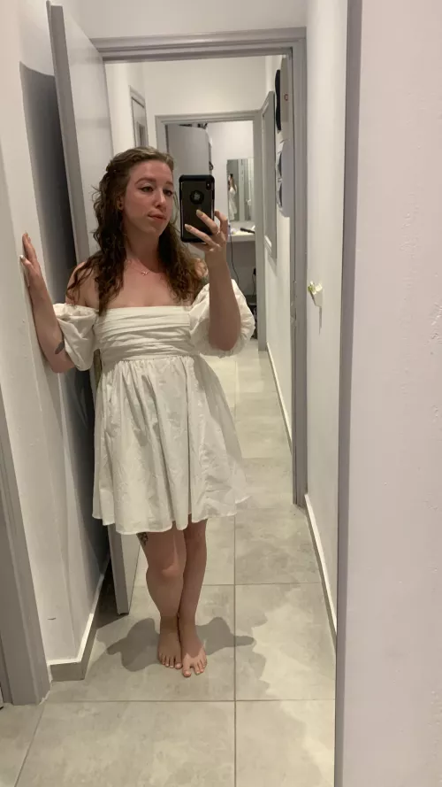 I hope you enjoy a white babydoll dress [F]