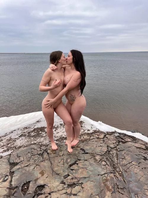 Just a quick dip in the freezing lake