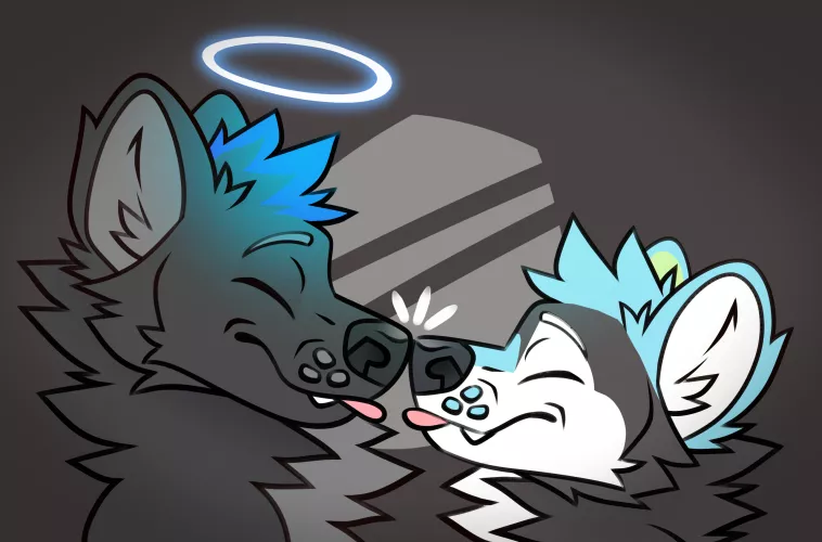 kissies (Art by me/@LakkiTheFox)