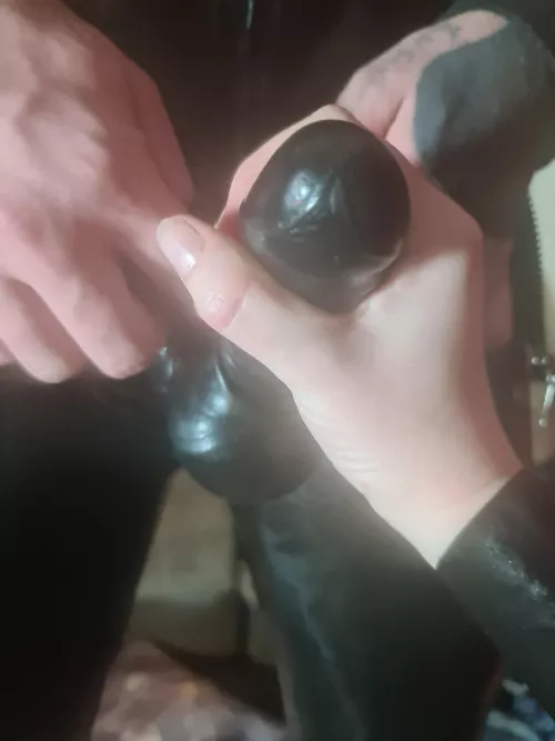 latex cock going in my ass