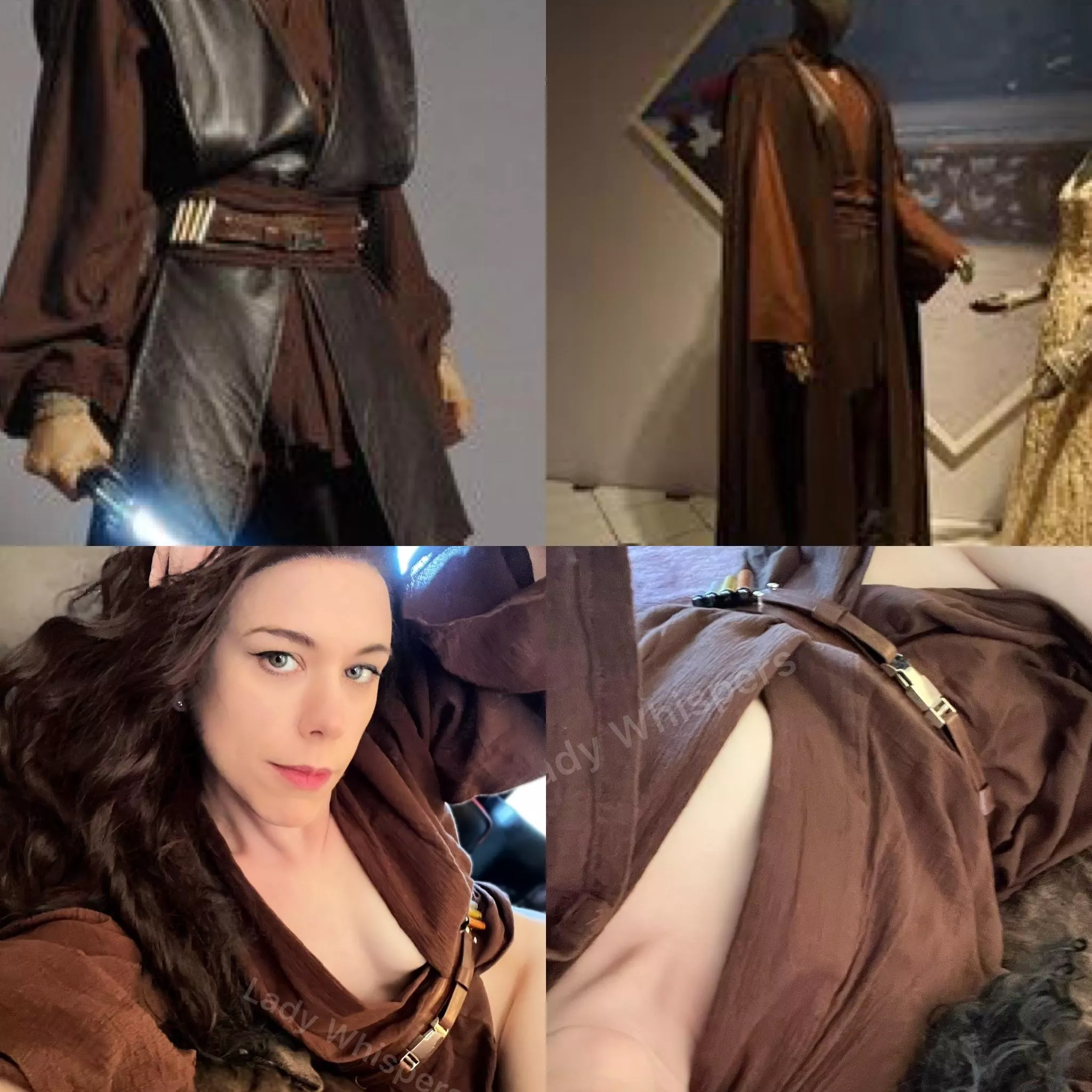 Morning with Padme (Lady Whispers) for those who questions the attire, yes Anakin wore a shirt like this. And those question the belt, yes he has canister on the belt like the one I have one. We did not want to muddy up the look with the outer part weari Morning with Padme (Lady Whispers) for those who questions the attire, yes Anakin wore a shirt like this. And those question the belt, yes he has canister on the belt like the one I have one. We did not want to muddy up the look with the outer part weari