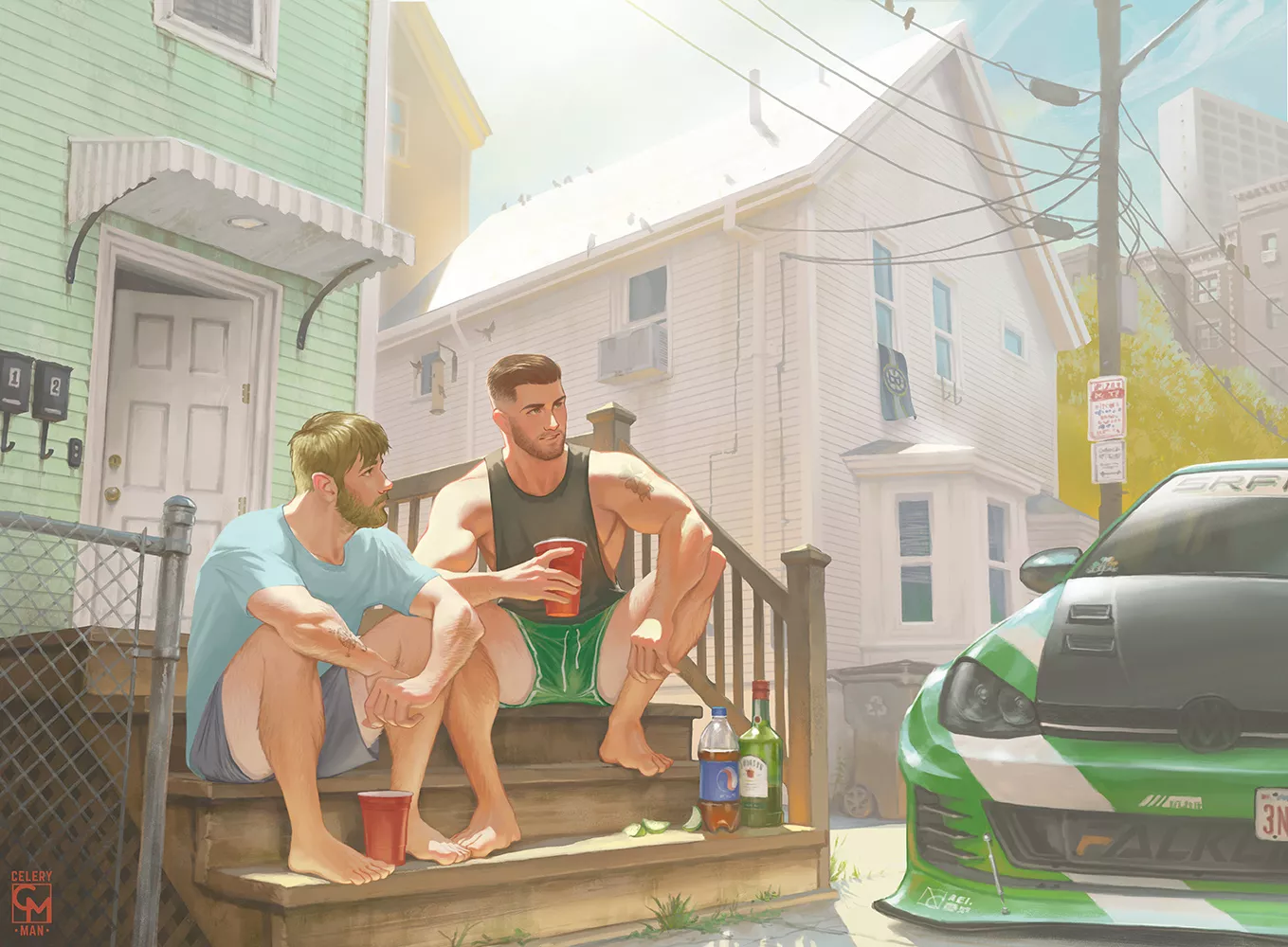 [SFW] my OCs Eddie and Seamus ⚓🍀 outside their apartment [OC]