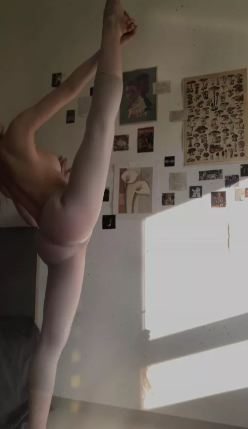 stretching after a long day of ballet classes ;)