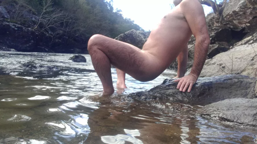 winterbath in the river