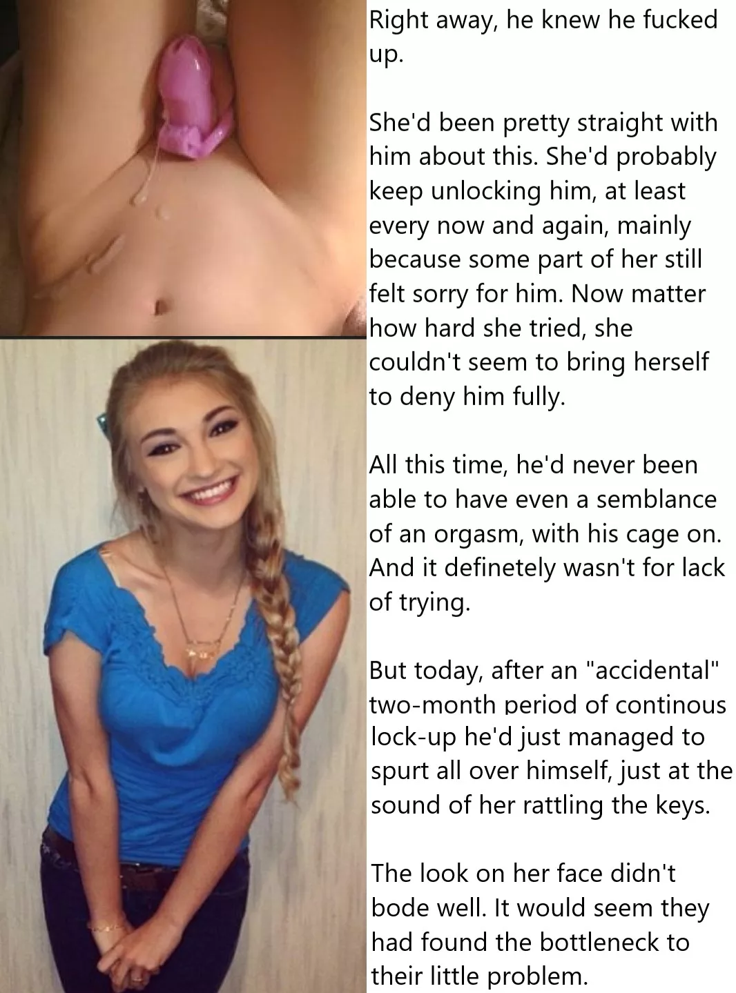 Chastity Fantasy: Caption 200. She is so proud of him.