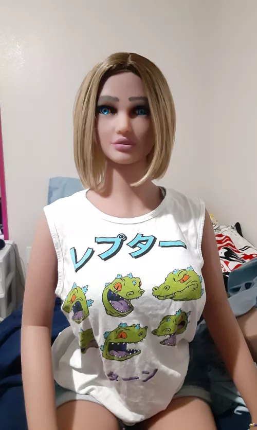 courtney sitting on the bed