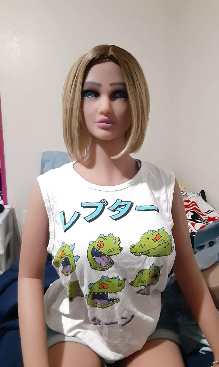 courtney sitting on the bed