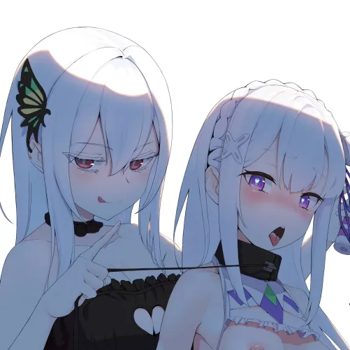 Echidna playing naughty with Emilia (By MiOK_TTY) [Re-Zero]