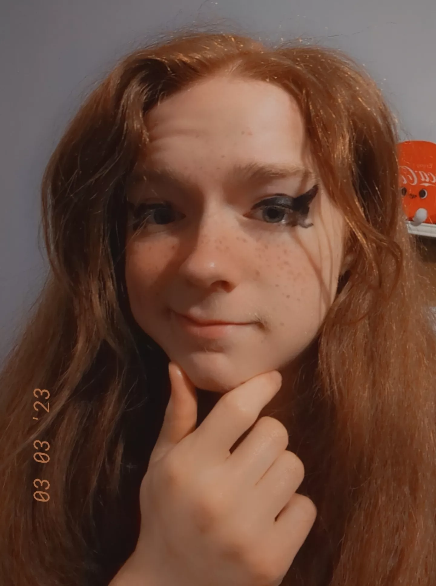 First time trying on eyeliner, how do I look?