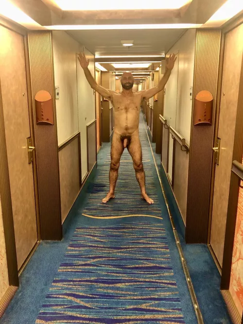 Happy in the hallway