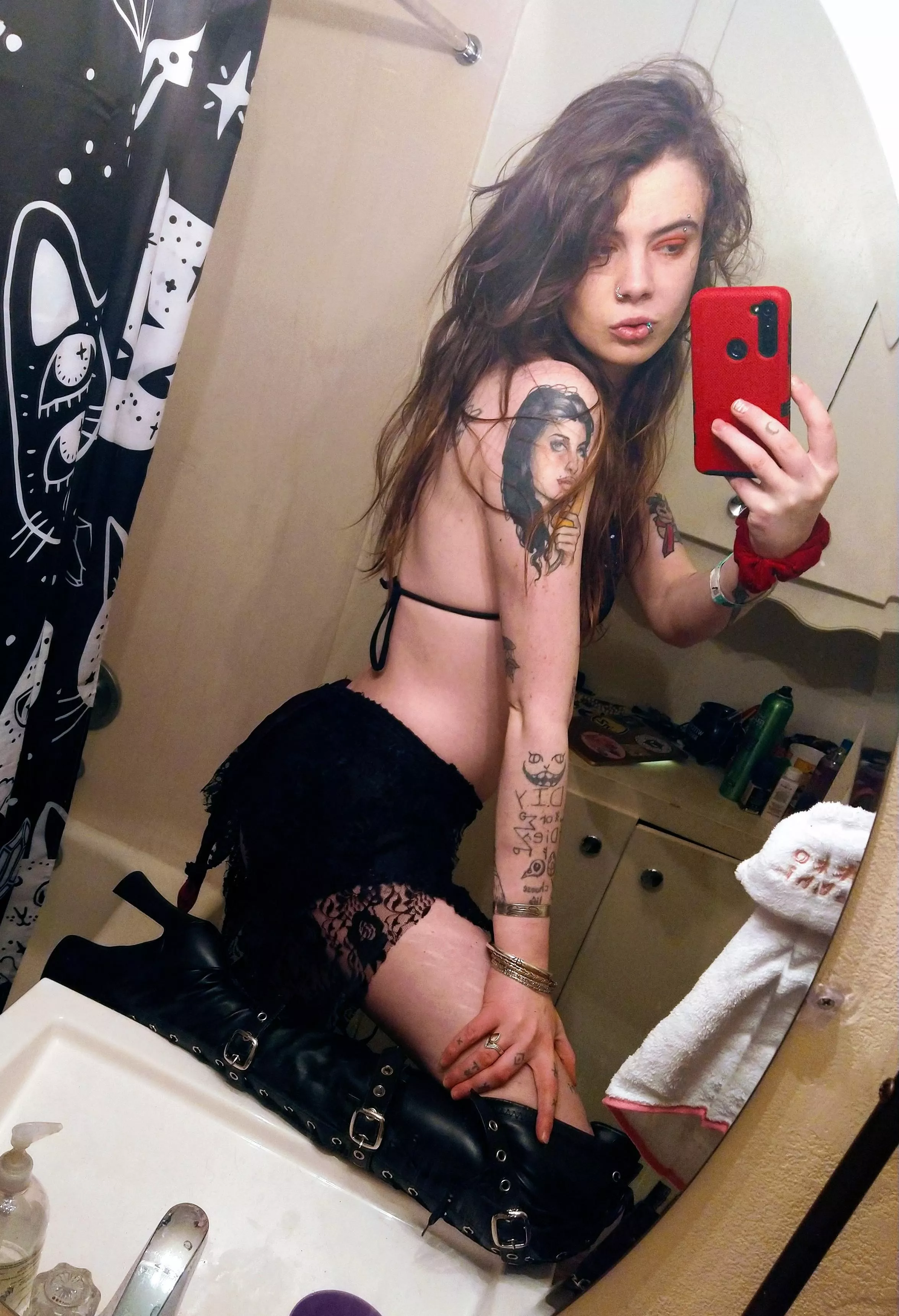 I wonder how far up your virgin ass I could shove this heel... 🧐😼 I suppose the answer depends on whether or not I'm generous enough to allow you to use lube.