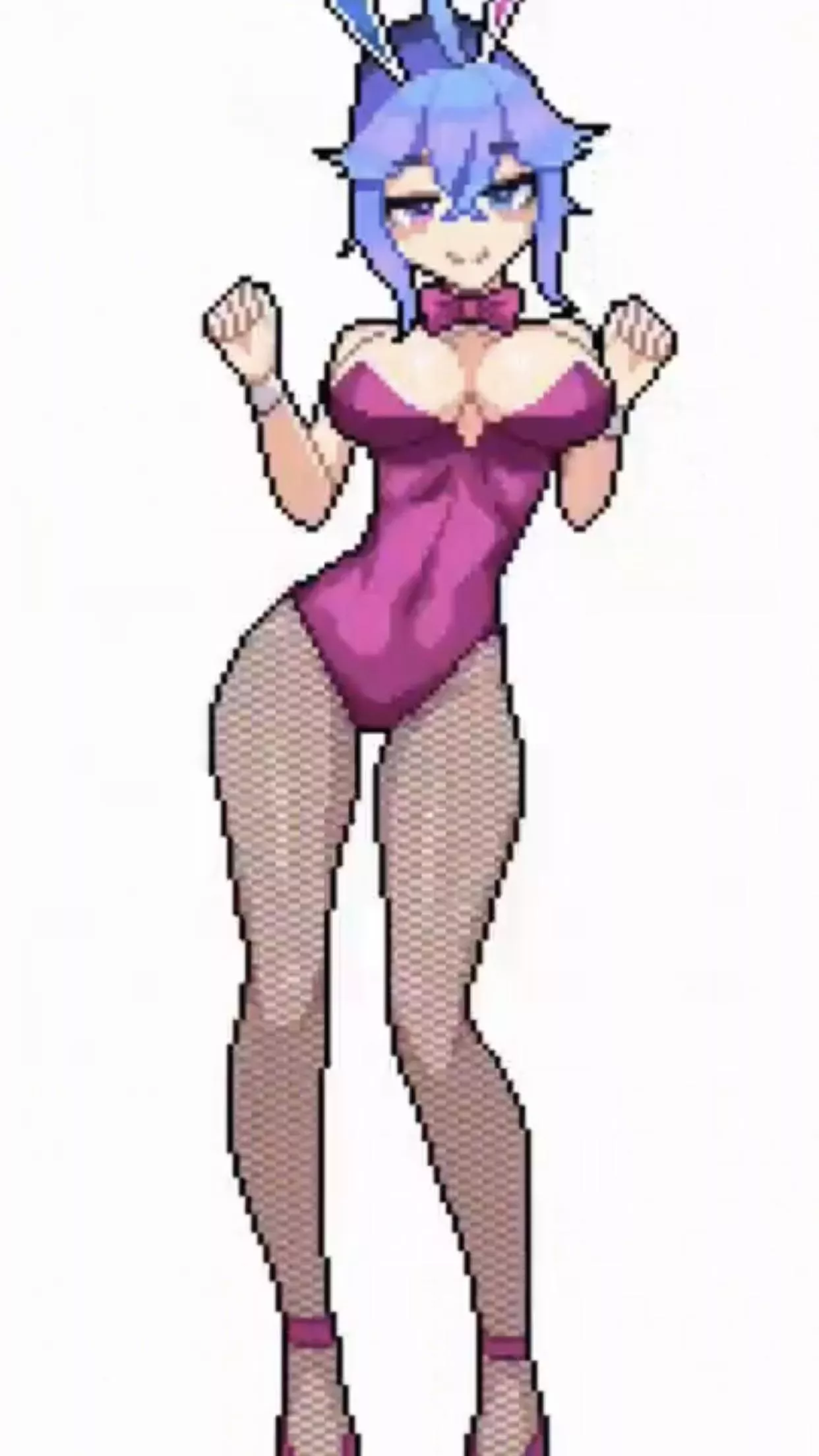 LF Color Source Pixel Art, Highleg Leotard, 1girl, Rabbit Ears, Fishnets