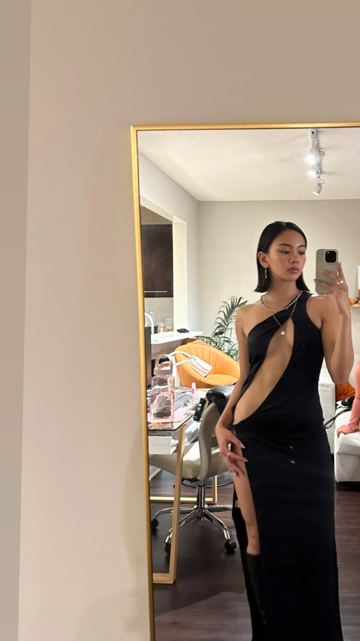 Short hair long dress