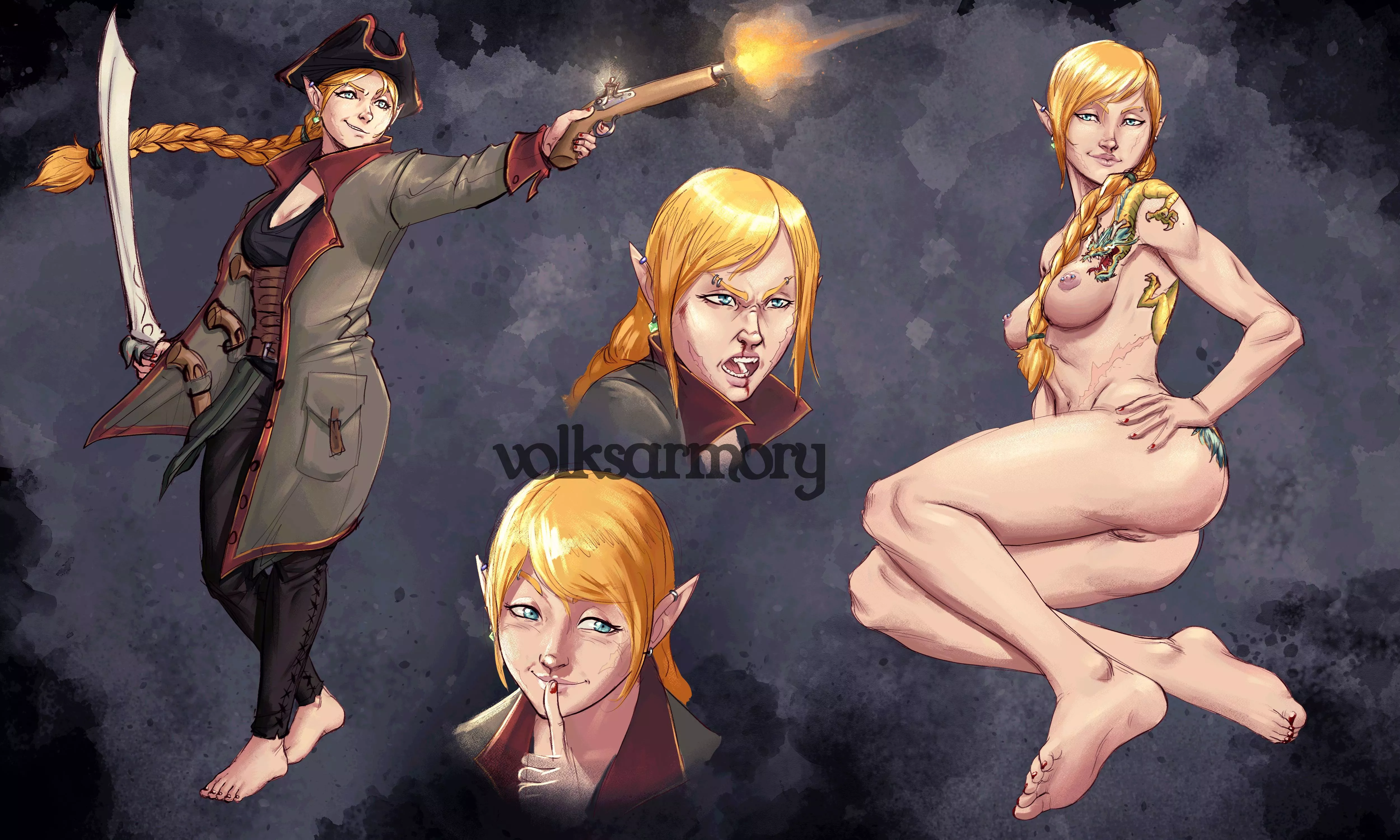 Another ref sheet with a additional nakey full body, this one is a commission tho