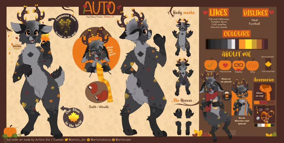 Auto, the Autumn deer! (@artistic_dot on twitter)