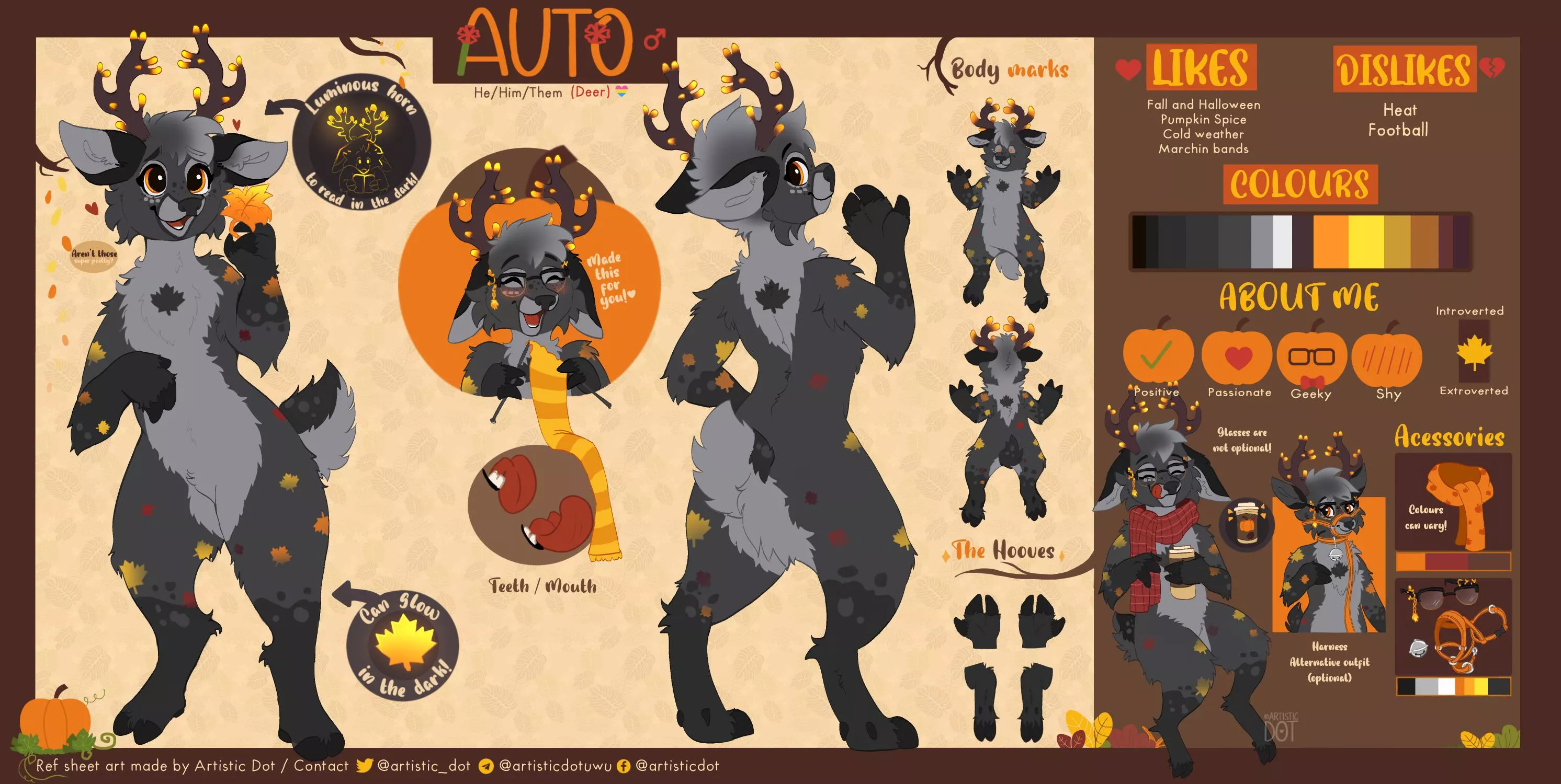 Auto, the Autumn deer! (@artistic_dot on twitter)