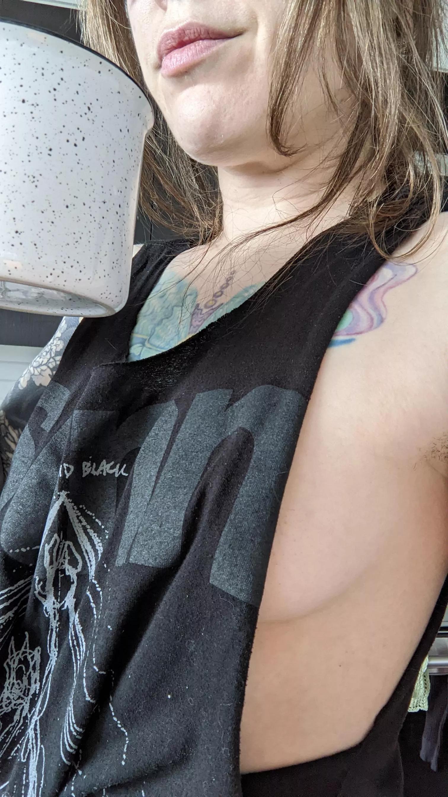 coffee and side boob on Saturday morning