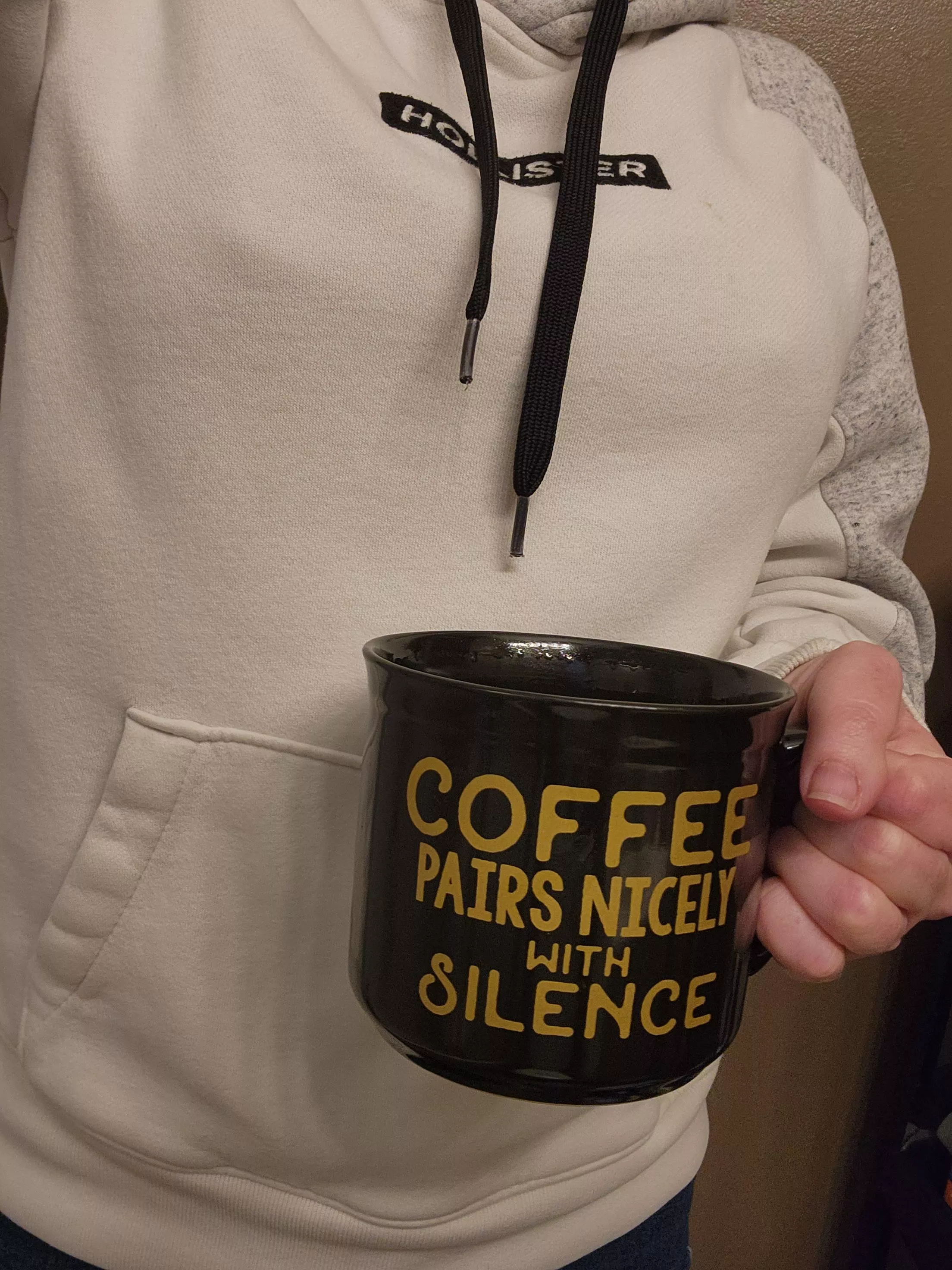 Coffee pairs nicely with silence and hard nipples.