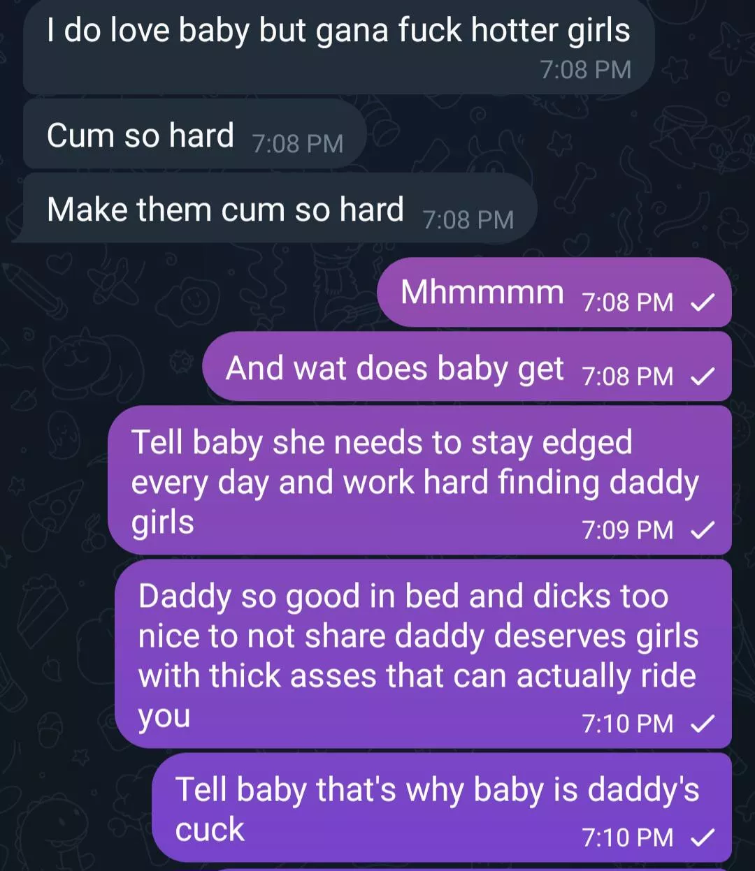 he knows he's got me wrapped right around his finger as his cuck 💕