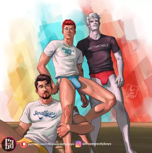 My power bottoms Hidetaka, Milo, and Paxton sporting some naughty shorts 🤭 (Gravity Boys links in comments)