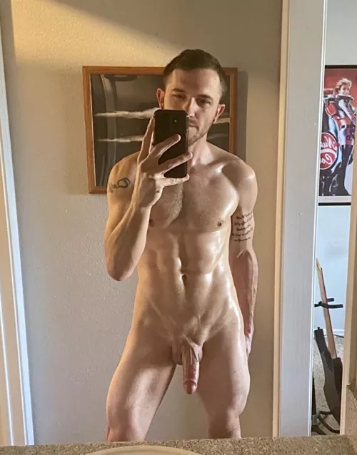 No longer feeling insecure about my body, hope y’all enjoy my big thick throbbing cock hanging out for all to see ;)