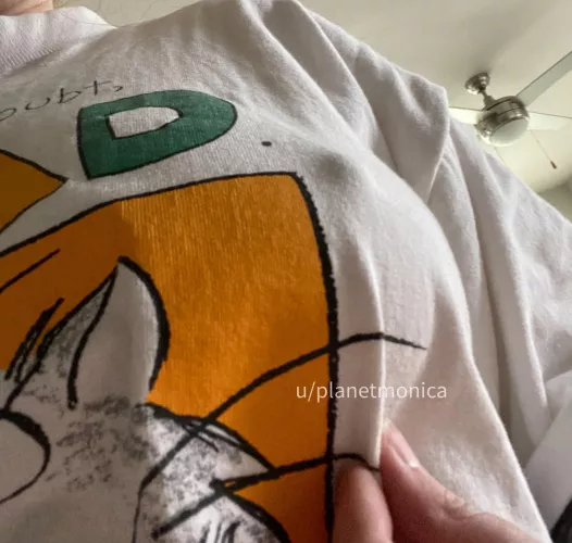 poking through my comfy t-shirt