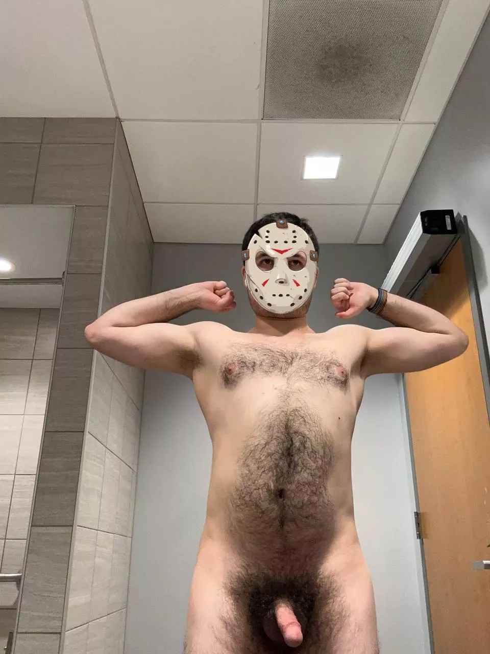 Post-workout progress pic. Any volunteers to play with my pubes?