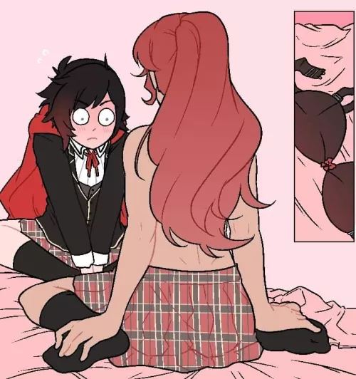 Pyrrha befuddles Ruby.[Artist Unknown]