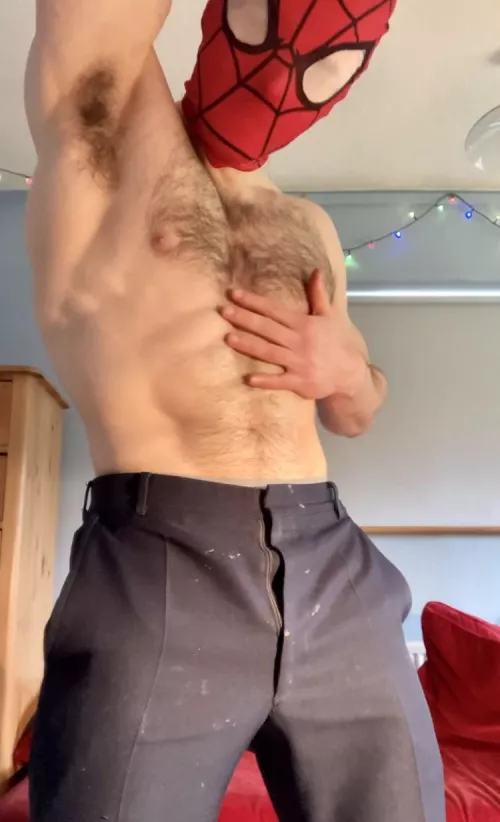 Seems like Spidey’s full list of powers includes delivering a hell of a striptease