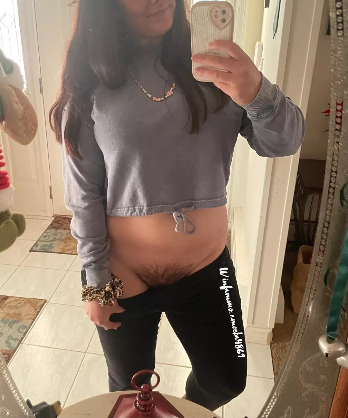 Would you like it if I gave you a peek of my hairy pussy? 😻